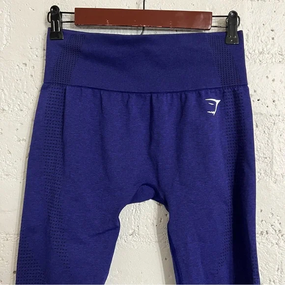 Gymshark Womens Athletic Capri Leggings L Blue Compression D7 - Picture 2 of 9